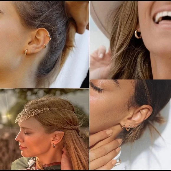 Delicate [GOLD] Minimalist Knobby Huggie Hoop Earrings - Picture 5 of 6